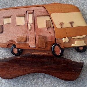 customizable varnished wooden camper van door sign