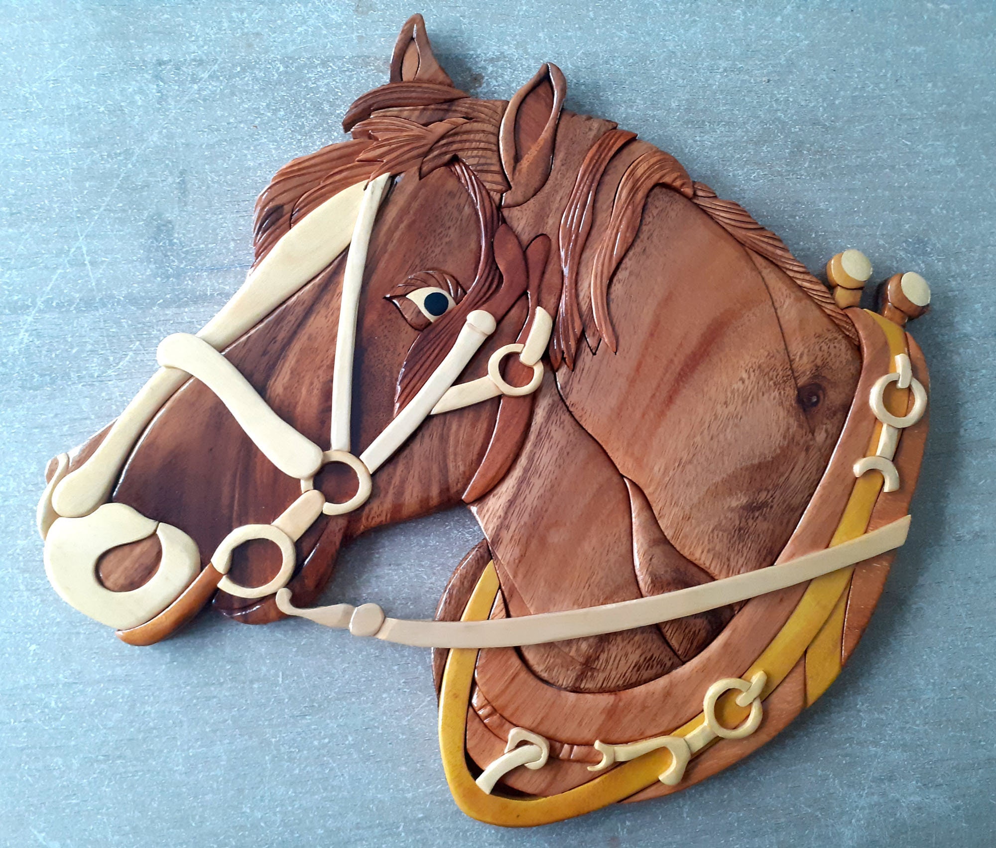 Plaque Du Cheval de Trait Pour La Porte ou Le Mur en Bois Vernis Cadeau Papa Papi et Amoureux Des Ch