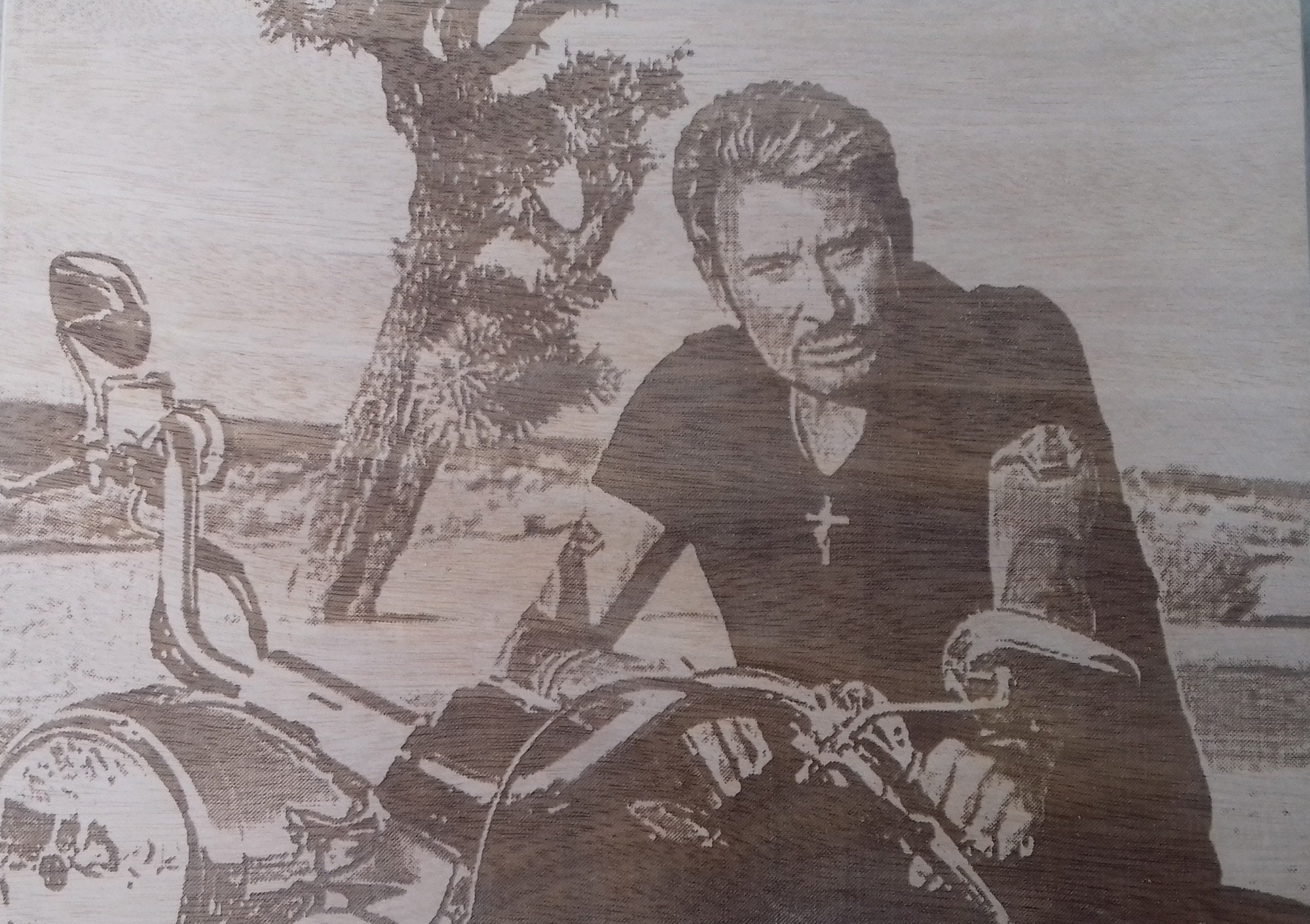 Photo sur Bois Gravée Au Laser de Johnny