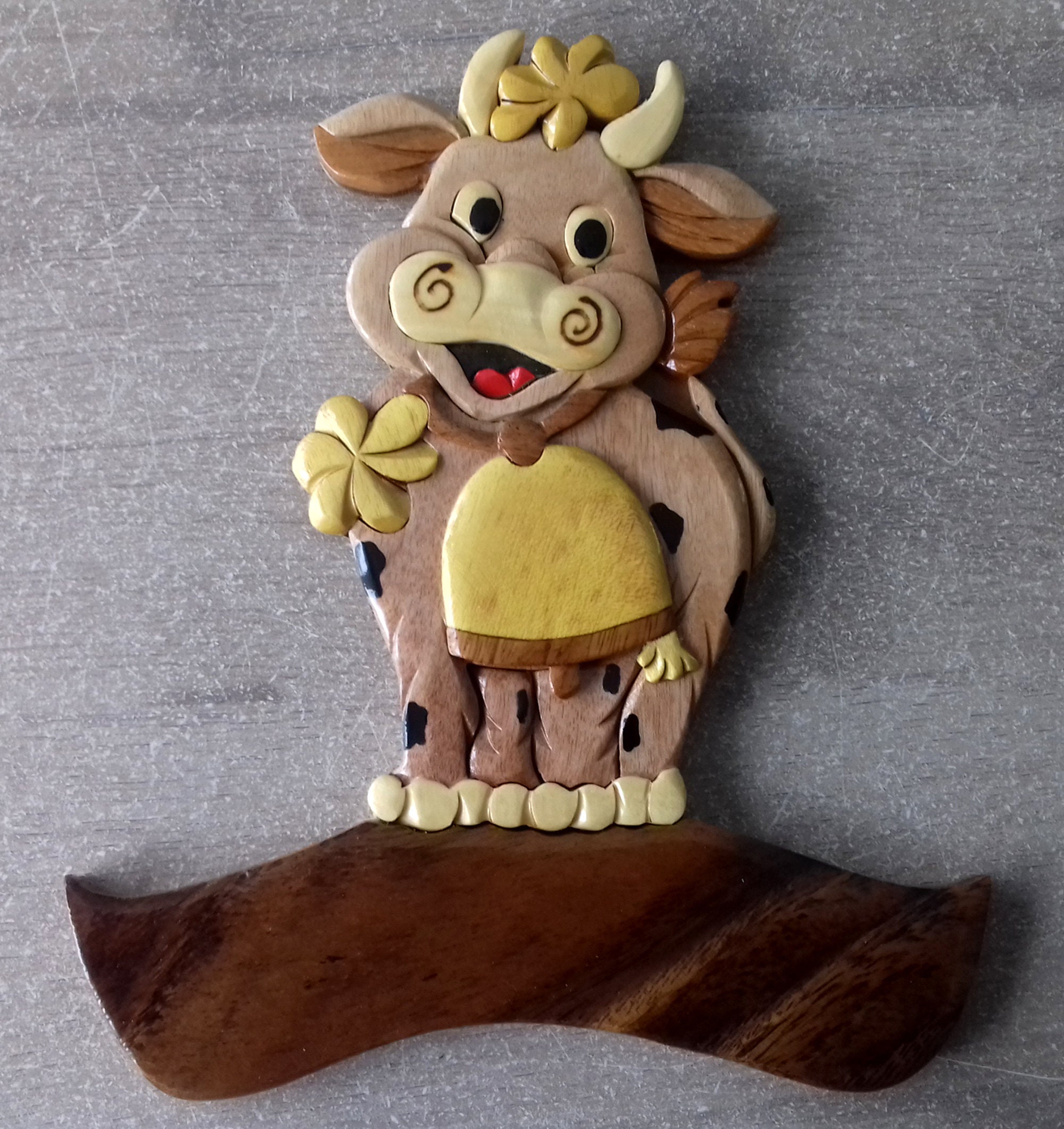 Plaque de Porte en Bois La Vache Personnalisable avec Votre Prénom Offert