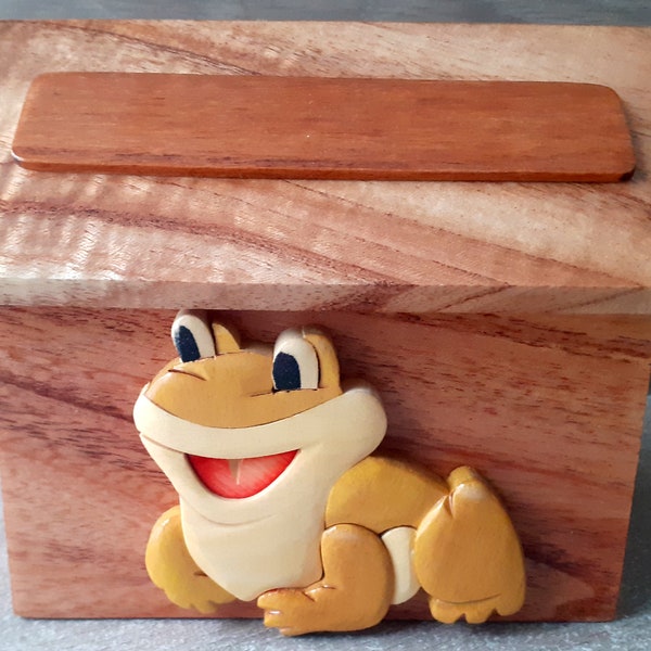 customizable wooden frog piggy bank with free first name