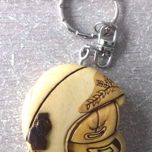 wooden firefighter helmet keychain