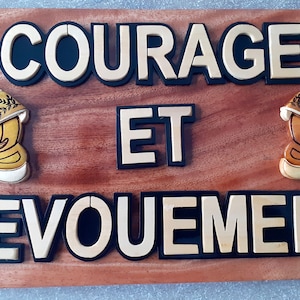 Elegant Firefighter Wooden Wall Plaque with Motto and Helmet Personalized Fire Station Decoration