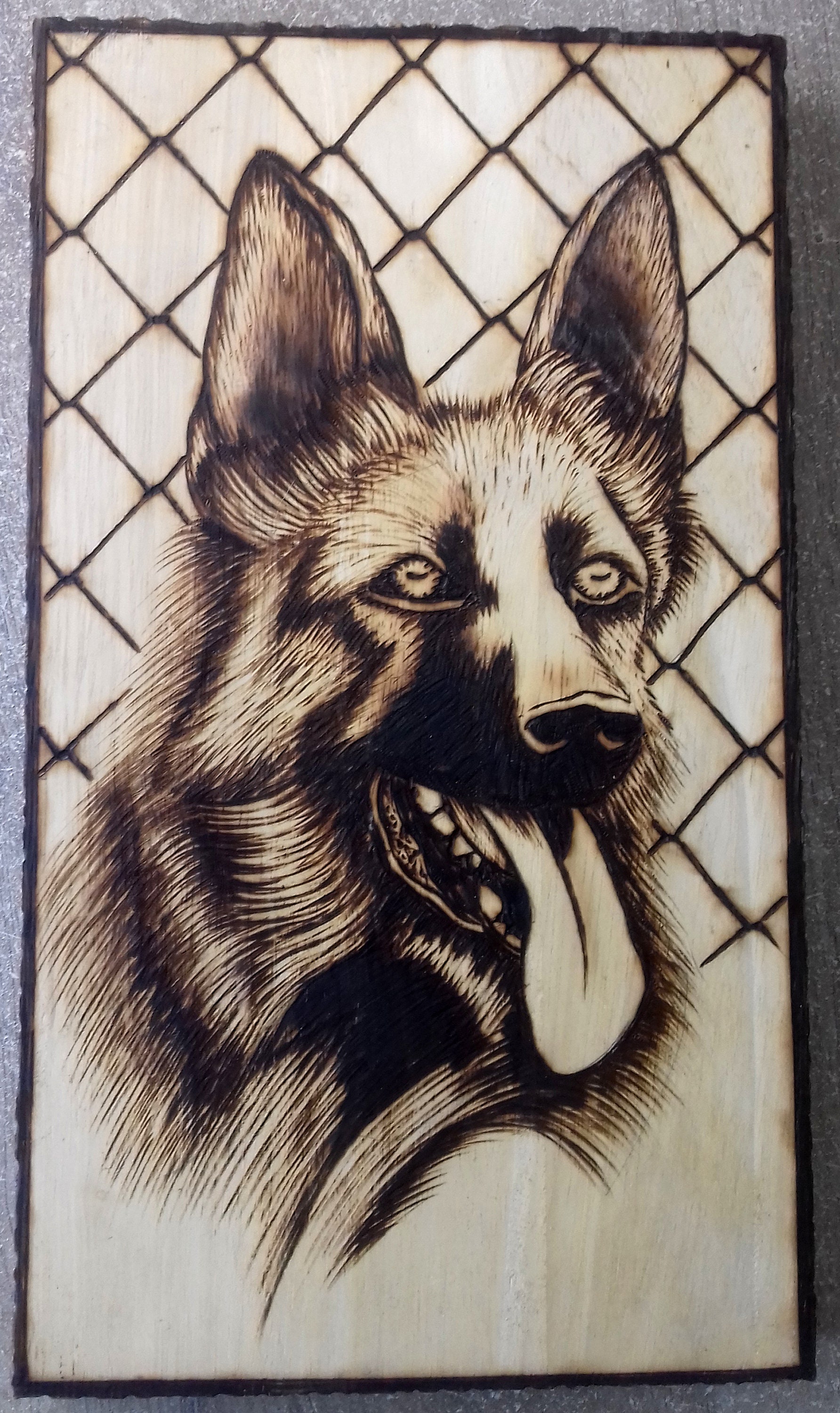 Chien Pyrogravure sur Bois