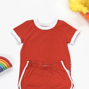 Kids Retro Track Tee and Shorts Unisex Boy Girl Streetwear