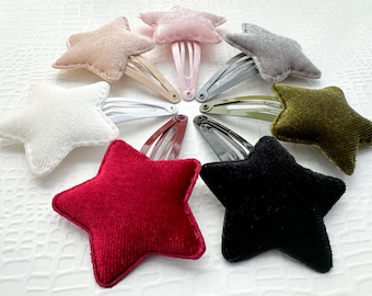 Velvet Star Hair Clip: Soft Fabric Snap Clip