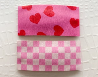 Checkered Snap Clips Pink & Red Hearts Snap Clips for Girls Heart Hair Clips