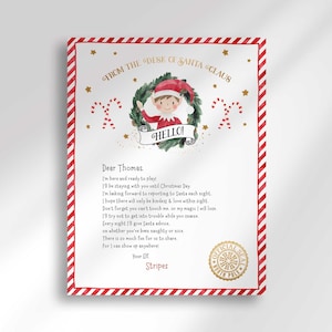 Carta de boas-vindas do elfo editável, Carta do elfo pela primeira vez, Da mesa do Papai Noel, Carta de chegada do elfo, Ideias de chegada do EOT, Menino elfo