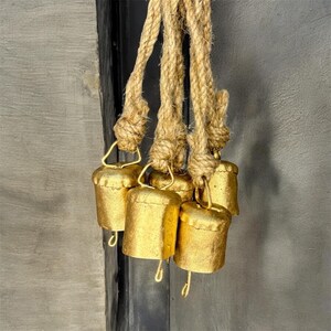 Handmade Golden Cylinder Bells for Christmas Decoration – Unique Hanging Bells in Multiple Sizes for Tree, Wreath, Mantel & Home Decor