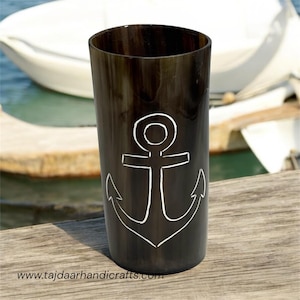 6&#39;&#39; Viking Horn Glass – Handcrafted Natural Drinking Horn Cup for Norse-Inspired Tankard for Gifting, Collecting, or Medieval-Themed Events