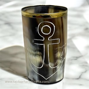 4&#39;&#39; Viking Horn Glass – Handcrafted Natural Drinking Horn Cup for Norse-Inspired Tankard for Gifting, Collecting, or Medieval-Themed Events