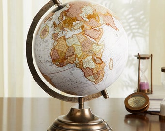 Brass & Antique Globe – Home Decor Globe – Exposed Countries – Wedding Guestbook – Wedding Globe – 8" Diameter