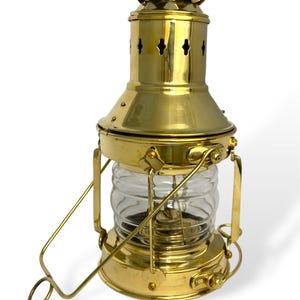 Lampe à huile en laiton avec lentille de Fresnel : lanterne maritime nautique