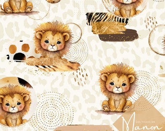 PRECOMMANDE - Tissus Exclusif Petits Lions - 100% coton qualité premium