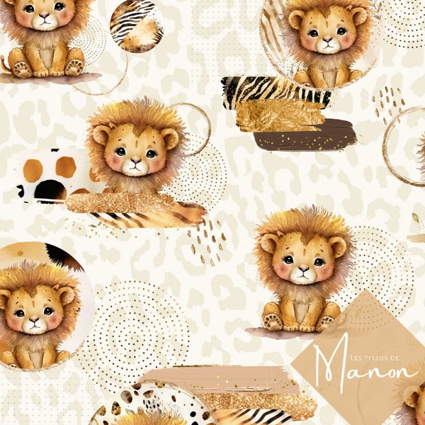 PRECOMMANDE - Tissus Exclusif Petits Lions - 100% coton qualité premium