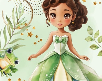 PRE-ORDER - Princess Tiana-dekenstofpaneel - 100% katoen van topkwaliteit