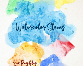 WATERCOLOR STAINS CLIPART - splashes and texture - Hand Painted primary colors