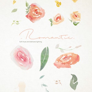 WATERCOLOR FLORAL CLIPART Romantica Hand Drawn image 1