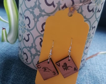 Customised British Sign Language Scrabble Tile Earrings