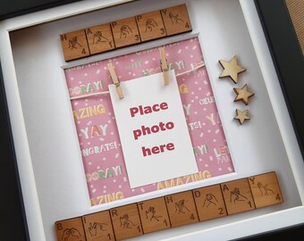 BSL Fingerspelling Happy Birthday photo Scrabble Tile Frame