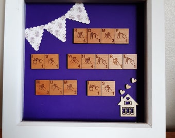 Home Is Where Mum Is British Sign Language Scrabble Tile Frame