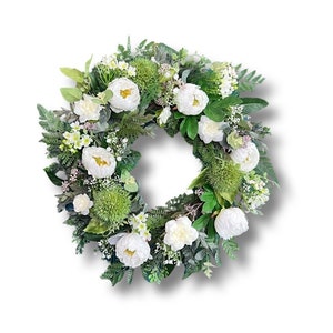 White All Year Round Wreath, Elegant Neutral Wreath for Front Door, Wedding Wreath, Housewarming Gift