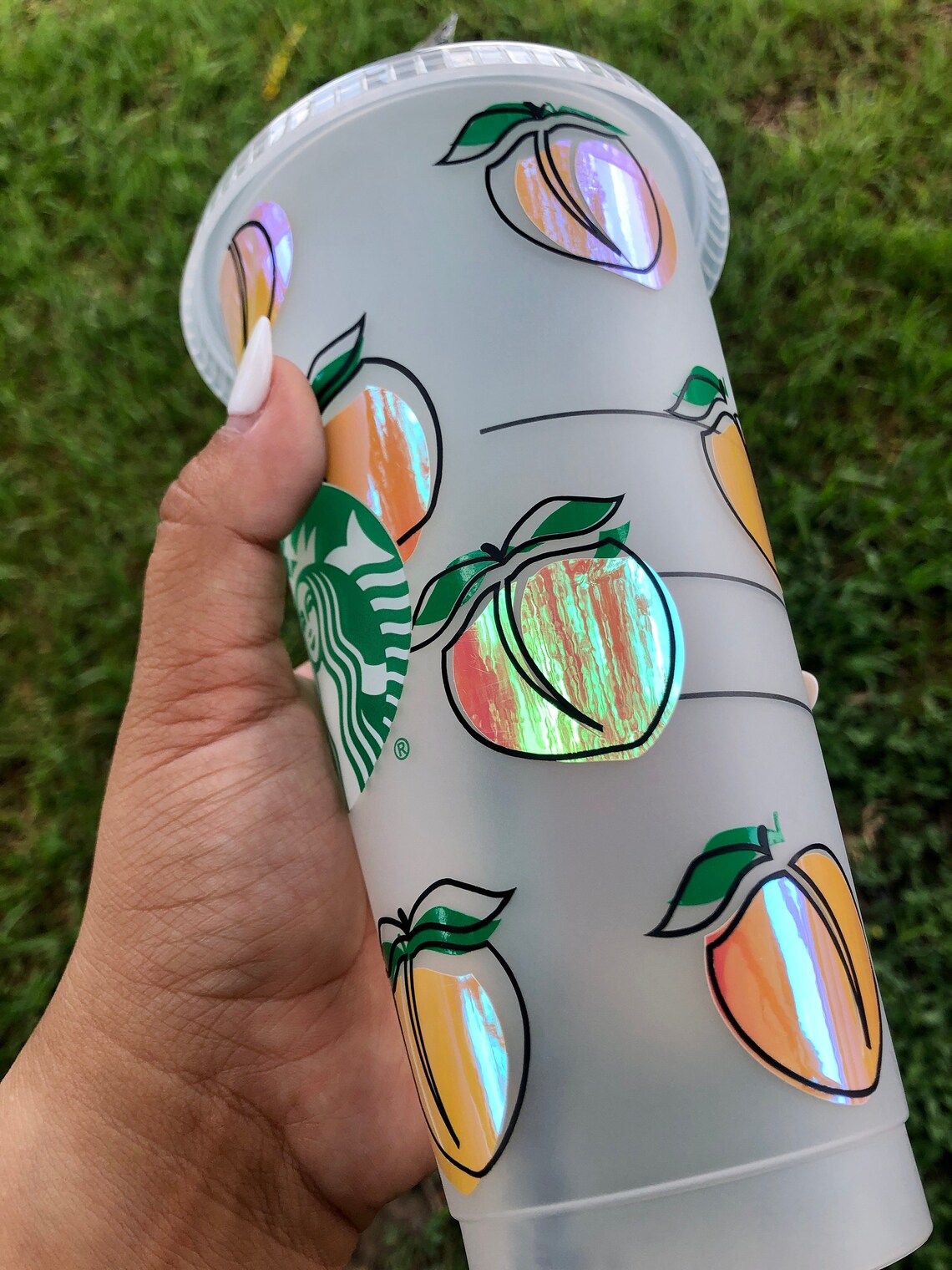 Peaches Starbucks Tumbler Summer Starbucks Cold Cup Trendy Etsy