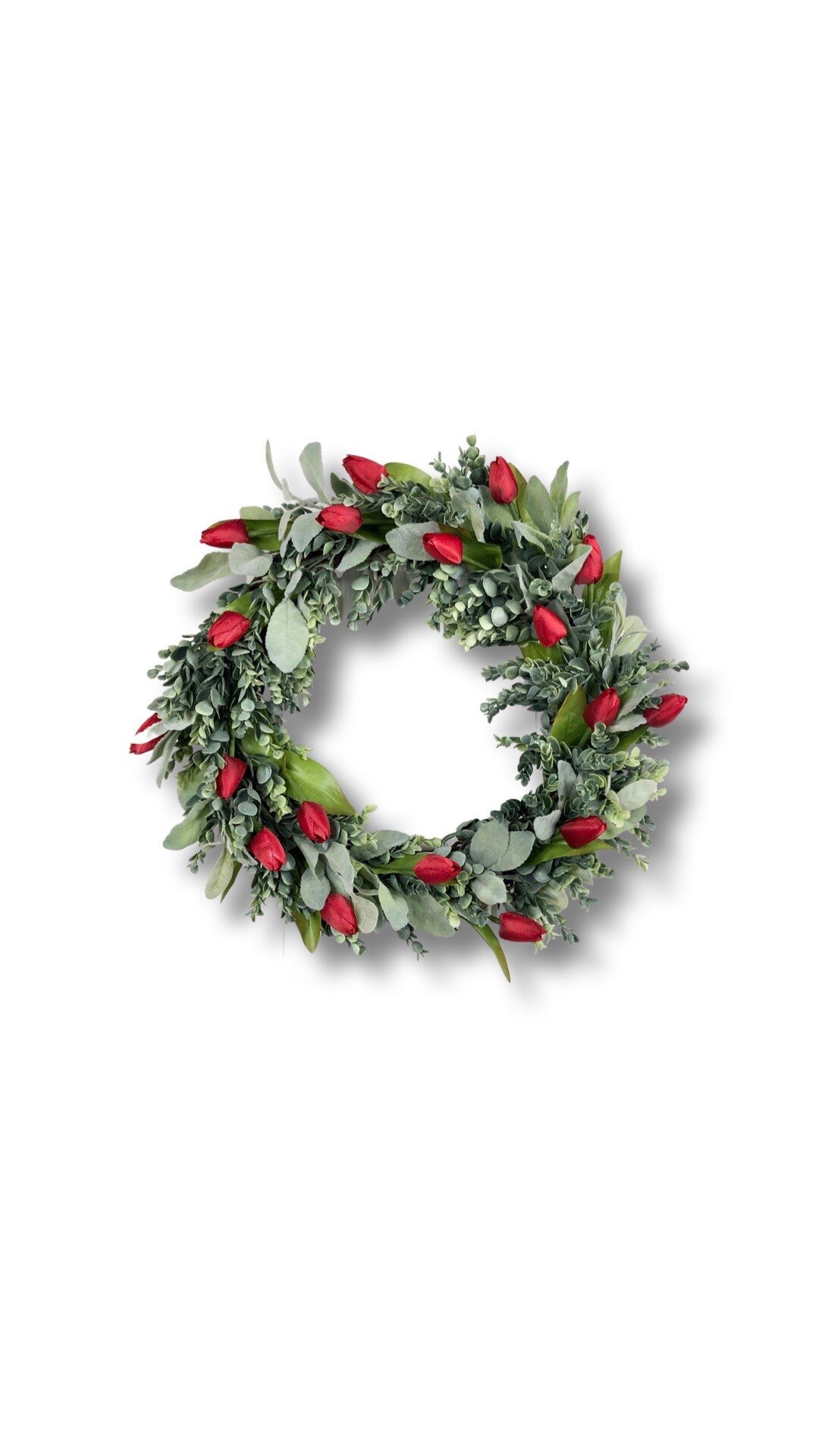 Eucalyptus and Lambs Ear Wreath, Red Tulip Wreath, Valentines Wreath ...