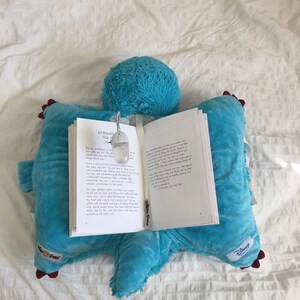 May include: A turquoise blue plush pillow with a book on top. The book is open to a page with the title "20 Beautiful Things That Are True." The book is about the importance of being kind and spreading joy.