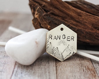 HILLSIDE | Personalised Handstamped Pet ID Tag, Pet Name Tag, Dog ID Tag, Dog Name Tag, Name Tag