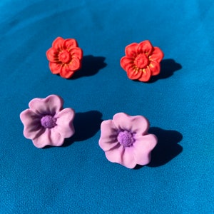 COLOURFUL FLORAL STUDS, 2 Pairs Stud Pack, Floral Earrings, Gift Ideas for Bestie, Polymer Clay Statement Earrings
