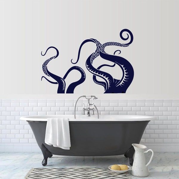 Octopus Kraken Tentacles Sea Fish Underwater Animal Ocean Wall Sticker Vinyl Car Decal Mural Art Peel And Stick Squid Bedroom Bathroom Decor