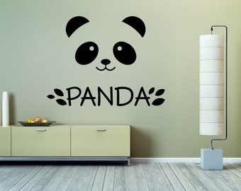 Cute Panda Vinyl Decal Little Bear Face Wall Poster Fine Animal Removable Mural Nursery Kids Room Wall Sticker Peel and Stick Art Decoration