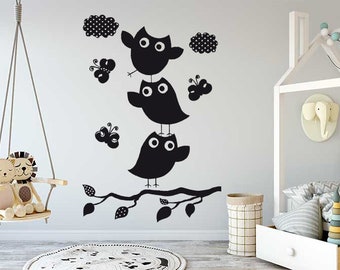 Owl Bird Night Animal Kids Room Wall Sticker Vinyl Decal Mural Art Decor EH141