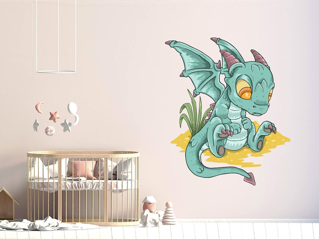 Cute Baby Dragon Wall Poster Cartoon Animal Vinyl Decal Nursery