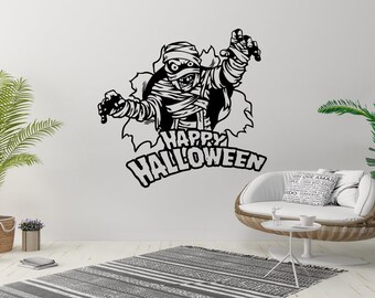 Spooky Zombie Large Wall Poster Happy Halloween Removable Art Decor Cool Party Wall Sticker Creepy Vinyl Decal Bedroom LIving Room Mural