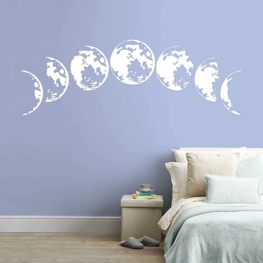 Lune Sticker Stickers muraux phases de lune blancs beau ciel nocturne art mural ...