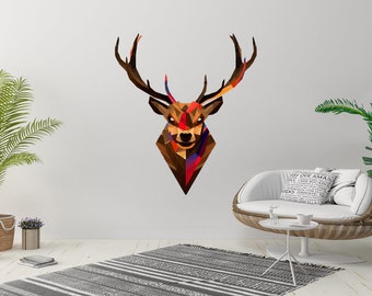 Deer Animal Head Geometric Polygonal Hipster Car Wall Sticker Vinyl Decal Mural Art Decor LP6903