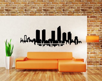 City Skyline Buildings Wall Sticker Vinyl Decal Mural Art Decor EH2759