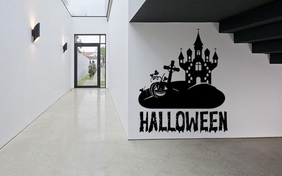 HALLOWEEN CASTEL Vinyl Decal Sticker Window Wall Decoration Spooky Party Kids J 