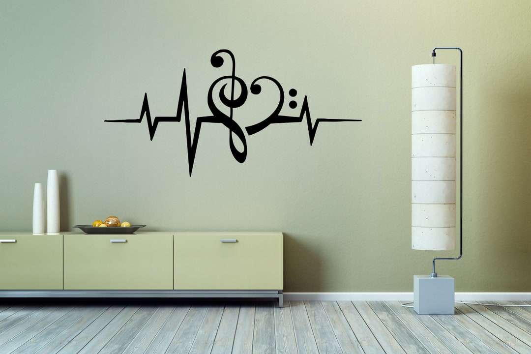 Music Sound Wave Heart Wall Sticker Vinyl Decal Mural Art Decor LP8408 ...