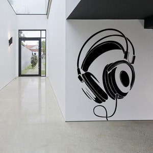 Music Sound Large Wall Poster DJ Headphones Wall Sticker Club Party Vinyl Decal Removable Bedroom Living Room Mural Peel and Stick Art Decor