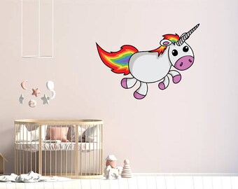 Unicorn Girl Rainbow Magic Creature Nursery Kids Room Car Wall Sticker Vinyl Decal Mural Art Decor LP6876