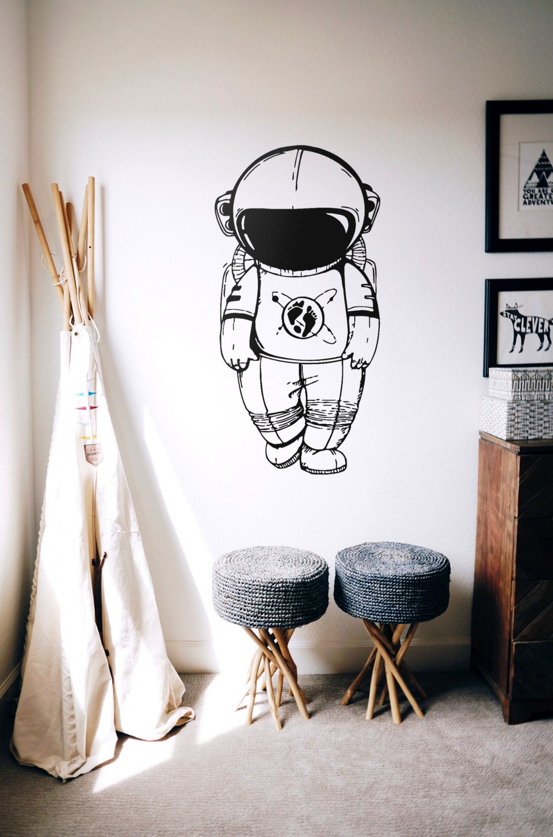 Astronaut Wall Art Cosmonaut Vinyl Decal Nursery Kids Room Playroom ...