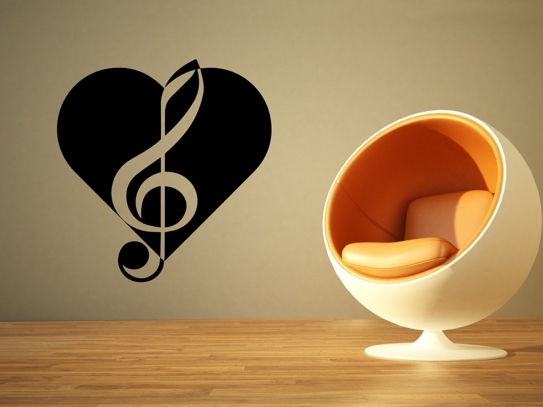 Treble Clef Heart Wall Sticker Vinyl Car Decal Mural Art Decor LP9765 ...