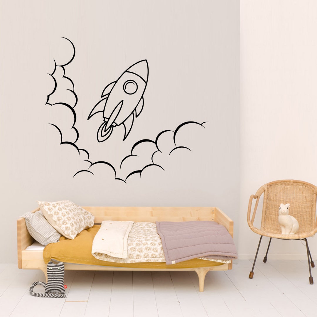 Rocket Space Nursery Kids Room Wall Sticker Vinyl Car Decal - Etsy