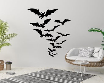 Spooky Bats Wall Art Decoration Halloween Party Wall Sticker Pack Removable Vinyl Decal Peel and Stick Wall Mural Home Bedroom Art Decor