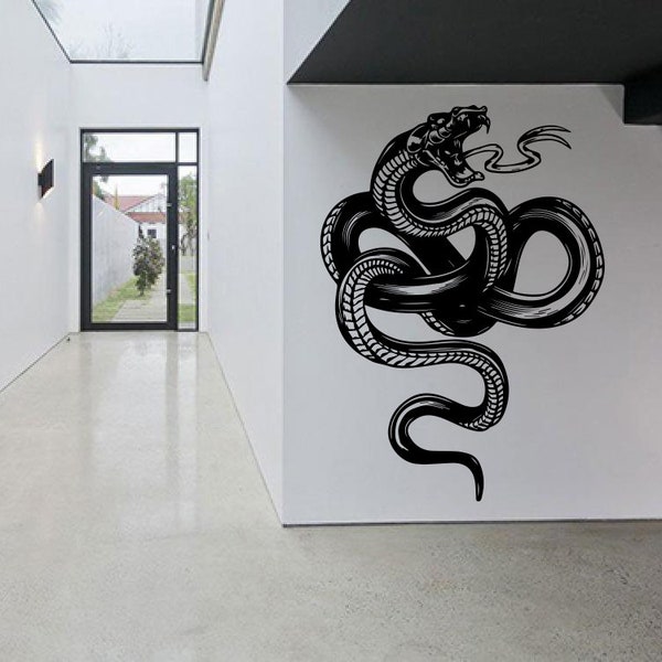 Snake Wall Art Reptile Tattoo Large Wall Poster Creepy Animal Vinyl Decal Bedroom Wall Sticker Removable Mural Peel and Stick Art Decoration