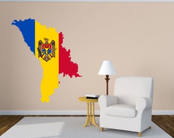 Moldova Country Map Flag Outline Travel Car Wall Sticker Vinyl Decal Mural Art Decor LP6379