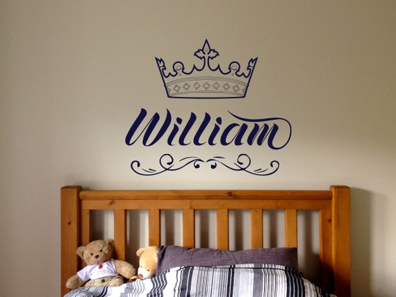 Custom Personalise Prince Baby Crown Boy Room Wall Sticker Nursery Decal Decor 